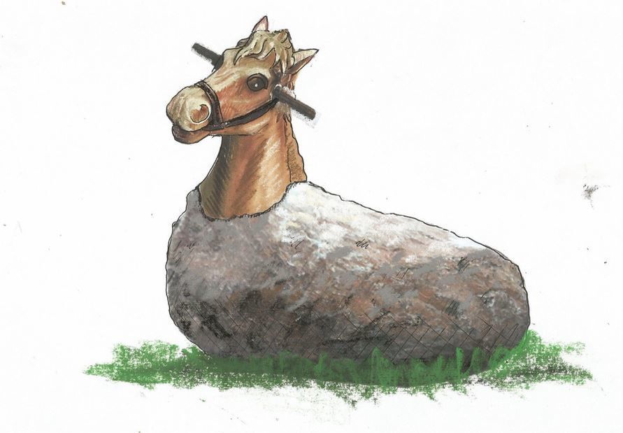 Stone horse sculpture